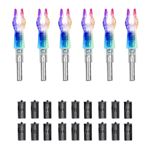 TRSAIM 6PCS Lighted Nocks for Arrows, Universal Fit for Crossbow Bolts with .204 .233 .244 .246 Inside Diameter with H, S, GT Bushings, Highly Visibility LED Arrow Nocks, on-Off Switch (Mix)