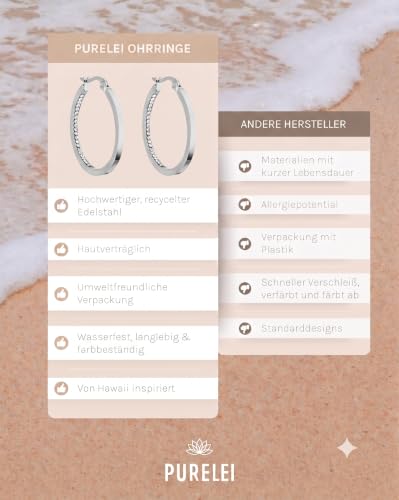 Purelei Inner Shine Creolen Ohrringe – Edelstahl 18K Vergoldet/Rosévergoldet oder Silber – 30 mm Ø, 2 mm Breite - Damen Ohrringe (Silver) – Ansicht 5