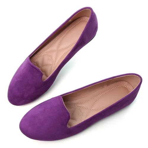 Image of Dear Time Women's Casual Loafers Flats Comfortable Round Toe Dress Shoes Slip On Ballet Flats for Women Work Office Shoes