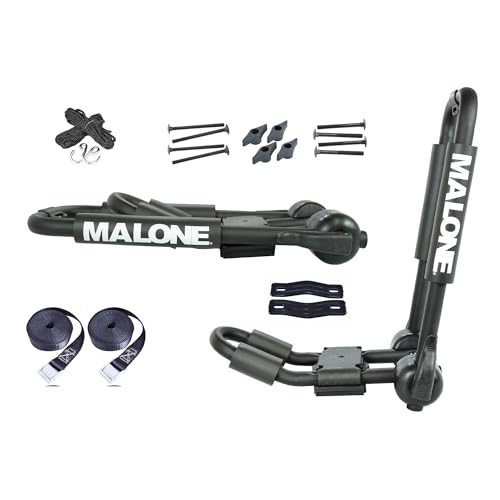 Malone Foldaway-J™ Kayak Rack Carrier, Single, Universal Fit, Tool Free Install, 75 lb Capacity, Limited, USA (MPG132)
