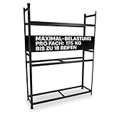 ALL Premium Reifenregal 18 Reifen 200x150x40cm Schwarz – 175 kg Traglast, Reifenregal 16 Reifen, Reifenständer & Reifenhalter – Felgenbaum Garagen Zubehör für Garage & Lager