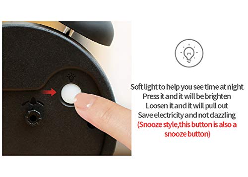 Cotchear 4 Inches Twin Bell Alarm Clock, Extra Loud Machinical Ringtone, Frosted Shell, Backlight, No Noise Desk Clock For Home Office (Black) #TOP6