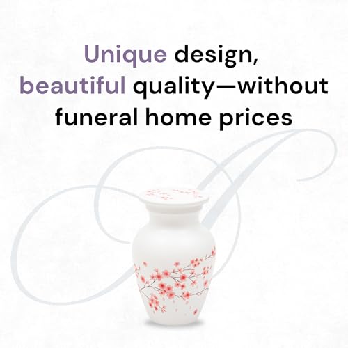 Image of Cremation Urns for Human Ashes Adult Female | Human Urn for Ashes for Women | Decorative for Cremation, Funeral, Burial, Home | Handcrafted Keepsake - Cherry Blossom