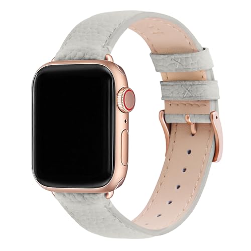 Bracelet Apple Watch 44mm 45mm 46mm 49mm cuir véritable blanc ivoire sport chic