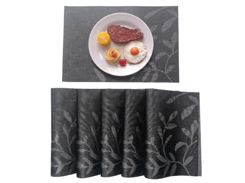 Image of Dribble PVC Placemats Set of 6 | Heat-Resistant, Washable, Waterproof Table Mats | Anti-Slip Dining Table Placemats for Kitchen & Home Decor - 45x30cm, Design - Night Beauty