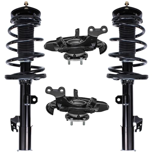 Image of Detroit Axle - FWD 3.5L Front Steering Knuckles & Wheel Hub Bearings + Struts w /Coil Spring Replacement for 2008-2011 Toyota Highlander - 4pc Set