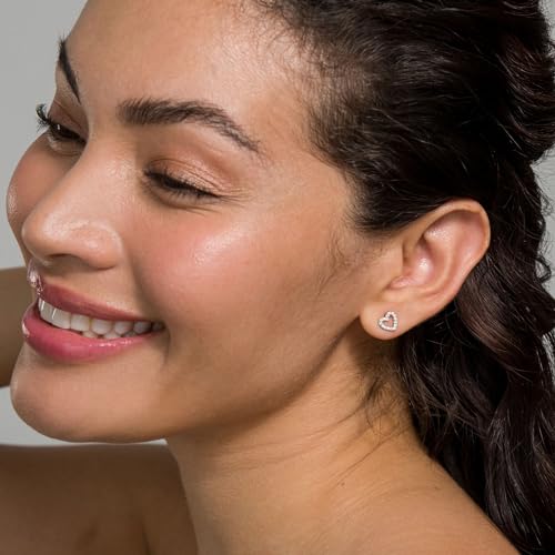 PAVOI 14K Gold Plated Sterling Silver Stud Earrings for Women | Dainty Geometrical Bar Triangle Heart Earrings2