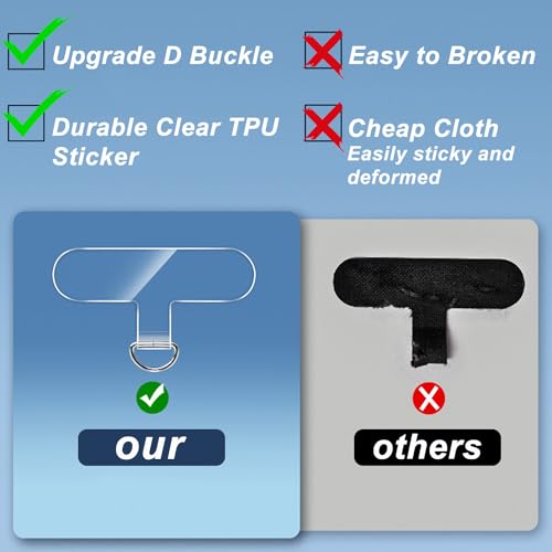 12 Pieces Phone Tether Tab,Universal Phone Lanyard Patch Without Adhesive,Phone Lanyard Replacement Part for Cell Phone Strap
