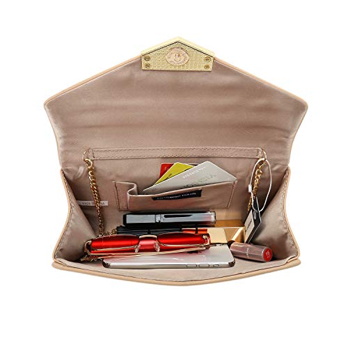 CHARMING TAILOR PU Clutch Purse for Women Evening Bag Chic Clutch Handbag for Special-occasion (Taupe) - Thumbnail 5