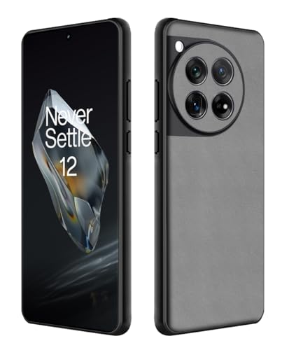 Coque OnePlus 12 5G en cuir synthétique gris et TPU souple