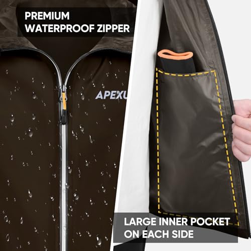 Image of APEXUP Packable Rain Jacket Men Waterproof Lightweight Raincoat with Hood