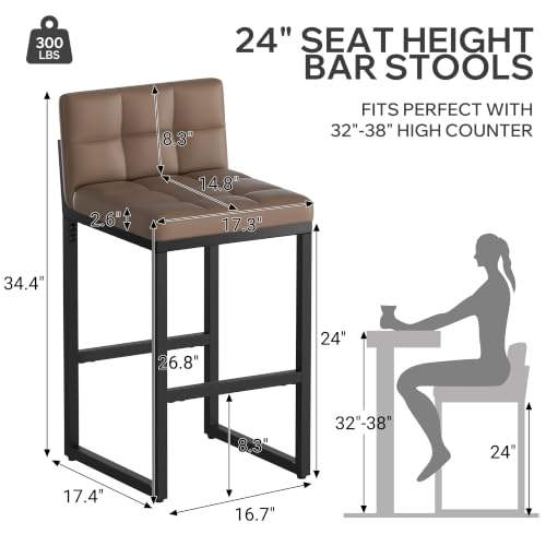 Image of Bar Stools Set of 2, Modern Counter Coffee Height Barstools
