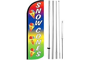 15' Tall Rainbow Snow Cone Feather Swooper Windless Banner Sign Kit