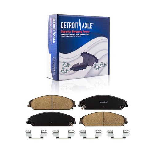 Image of Detroit Axle - Brake Pads for 2013-2014 Chrysler 200 Dodge Avenger, 2008-2009 Caliber, Front and Rear Ceramic Brake Pads with Hardware Replacement