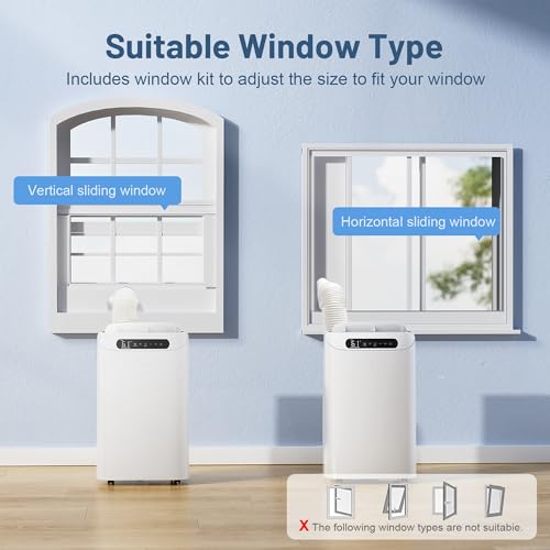 14000 BTU Portable Air Conditioners for Room up to 700 Sq. Ft, 3-IN-1 Portable AC Unit with Fan Dehumidifier, Drainage-free Cooling, 48 dB Quiet Sleep Mode, 24H Timer, Auto Swing, Windows Kit Included - Thumbnail 7
