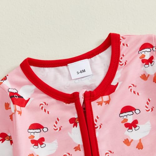 Bagilaanoe Newborn Baby Girl Christmas Outfit Goose Long Sleeve Romper Jumpsuit Pants Zipper One Piece Clothes4