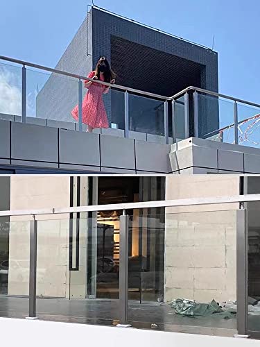 Glas Geländerpfosten Glashalter Glasklemme Balkon-Glasgeländerpfosten für den Außenbereich, Edelstahl-Glaspaneele, Balustradenpfosten, Klemmsatz für Innentreppen/Pool-Glaszaun/Deckgeländersystem – Bild 8