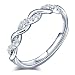 Produktbild Yumilok Damen-Ring Knoten Infinity Unendlichkeit Einstellbar Zirkonia Jahrestag Ring Partnerringe Fingerring Vertrauensring 925 Sterling Silber für Frauen