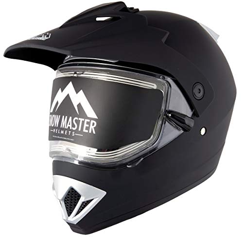 Snow Master Tx45 Matte Black Snowmobile Ultra Light Weight Dual Street And Sport Motorcycle Full Face Helmet For Men And Women - Ece And Dot Approved (Large) #TOP1
