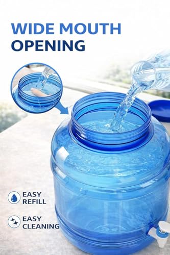 Image of Plastic Water Dispenser Bottle, BPA Free, Large Container Without Thread Cap (10 L Blue)