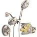 SR SUN RISE Shower System with Handheld Showerhead & Rain Shower Combo Set. High Pressure 35-Function Dual 2 in 1 Shower Faucet with Valve, patented 3-way Water Diverter in All-Brushed Nickel