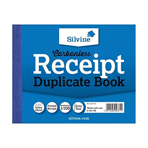 Silvine Carbonless Duplicate Receipt Book 102x127mm (Pack of 12) 720-T + FINCHLEY Pen Free