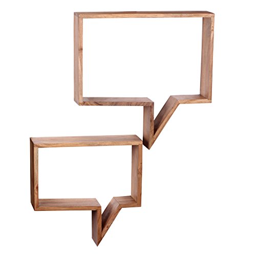 WOHNLING Ensemble de 2 étagères murales en Bois Massif Acacia Style Cottage étagère en Bois Hängeregal Bois véritable Wandboard Produit Naturel Cover