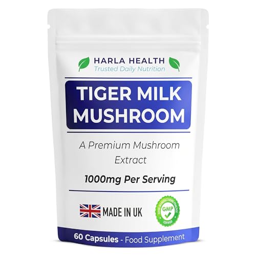 Tiger Milk Mushroom 1000mg per Serving High Strength 30:1 Extract | Supports Lung Function Respiratory Health & Immune Defence | 60 Vegan Capsules | UK Made | Non-GMO Gluten-Free