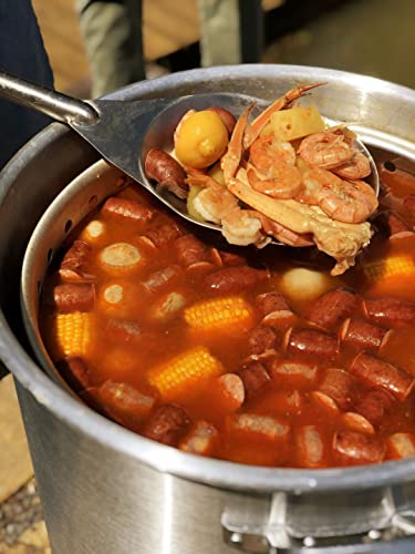 Bayou Classic 4060 60-Qt Aluminum Stockpot W/ Basket Features Domed Vented Lid Heavy Riveted Handles Perforated Aluminum Basket Perfect For Boiling Steaming And Canning #TOP1