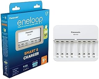 Panasonic eneloop BQ-CC63ic eneloop Smart 8 do 18 akumulatorów AA/AAA Ni-MH z 8 wskaźnikami LED i 9 funkcjami bezpieczeństwa, niebieski