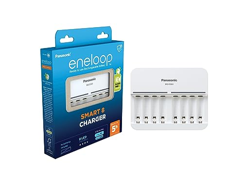 eneloop Smart 8 Cargador, para 1-8 Pilas Recargables AA/AAA, 5h de Tiempo de Carga, 9 Funciones de...
