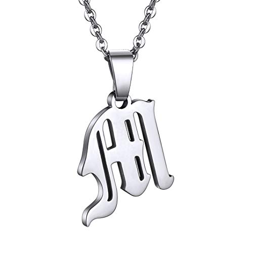 GoldChic Colgante letra M Gotico Collar iniciales acero inoxidable para mujer chica hombre