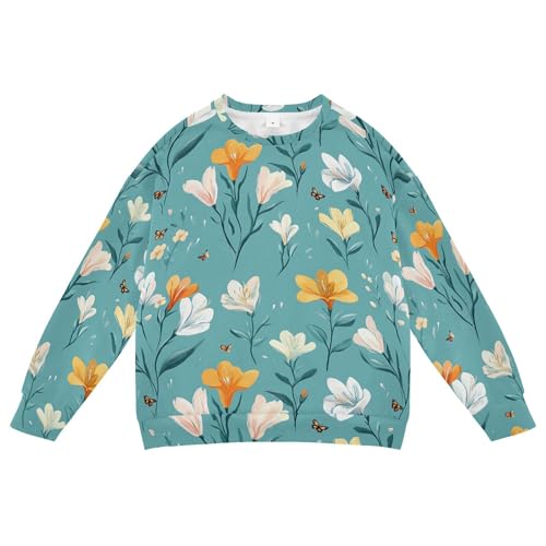 JUNZAN Cute Freesia Turquoise Kids Girls Hoodie Sweatshirt Long Sleeve Kids Hoodies Boys Athletic 4T
