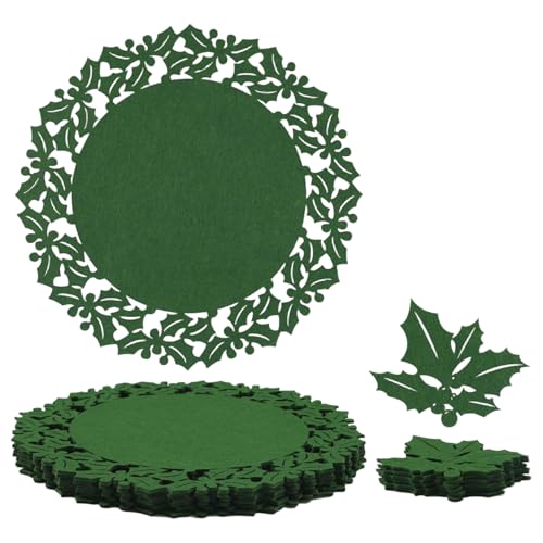 Juego de 6 manteles Individuales Verdes, Juego de 6 manteles Individuales Verdes, Posavasos de Fieltro de trébol con Redondos para Fiesta en casa del día de San Patricio