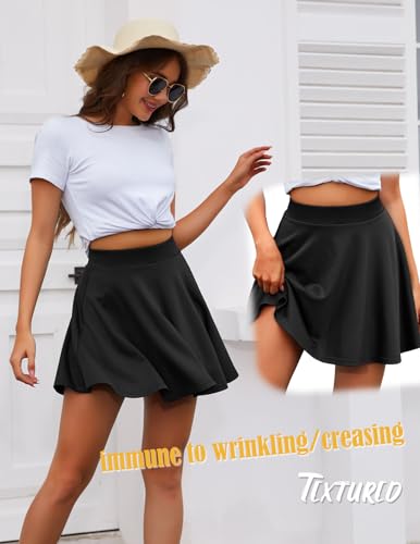 Dresstells TLT80004 BLACK M Womens Black Homecoming Skirt For Women High Waisted Mini Tennis Fall Skirts A-Line Flared Casual Skater Pleated Skirt Black M thumb #6