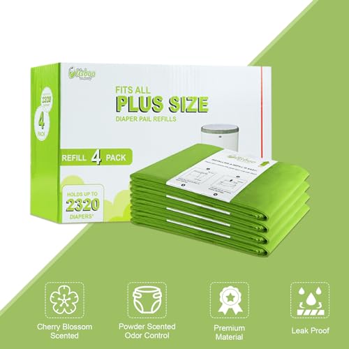 USBOO Refills Compatible with Dekor Plus Diaper Pail | 4 Pack | Disposable Diaper Pail Refill | Extra Thickness | Diaper Trash Bags | Cherry Blossom Scented | Holds up to 2320 Diapers - Thumbnail 4