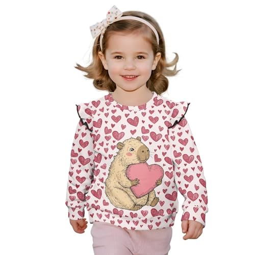 Girls Sweatshirts Toddler Baby Cute Ruffle Long Sleeve Crewneck Pullover Tops Casual Sweatshirt Size 1-8 Years