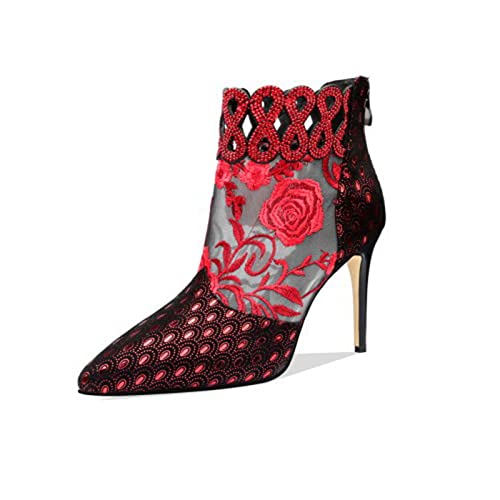 Bottes courtes en maille haut de gamme avec broderies florales