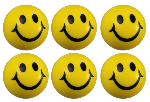Preisvergleich Produktbild 6 Stück Smiley Knautschball Antistressball in Gelb Softball Schaumstoff