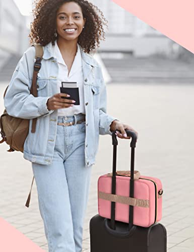 Heouvo Travel Toiletry Bag For Women With Jewelry Organizer, Large Hanging Toiletry Bag With Shoulder Strap/ Trolley Belt For Full/ Travel Sized Toiletries And Cosmetics Shampoo Makeup (Pink) #TOP5
