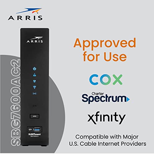 Image of Arris (SBG7600AC2-RB) - Modem Router Combo - DOCSIS 3.0 & AC2350 WiFi, [Check with Your Provider for Compatibility] Four 1 Gbps Ports, 800 Mbps Max Speeds - Renewed