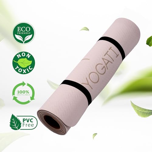 YOGATI Yoga Mat with Alignment Lines. Yoga Mats with carry strap perfect for Pilates and Fitness Workout, Eco Friendly Non Slip Thick Yoga Mats for women and men - Yoga Matt. - Image 6
