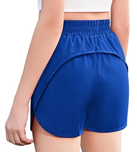 Zaclotre Shorts atléticos para meninas com bolsos com zíper 2 em 1 para crianças, treino, corrida, v
