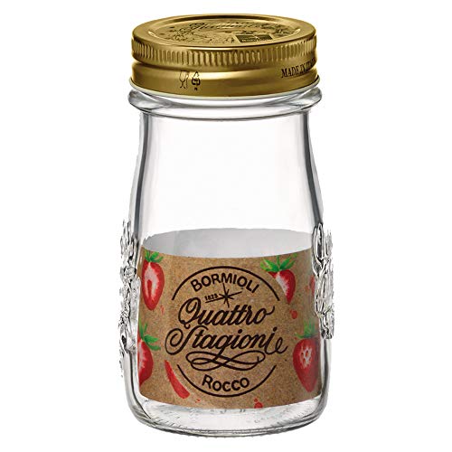 URBN-CHEF Lot de 4 bocaux à nourriture Bormioli Rocco Quattro Stagioni - Avec couvercle à vis hermétique, 200 ml Cover