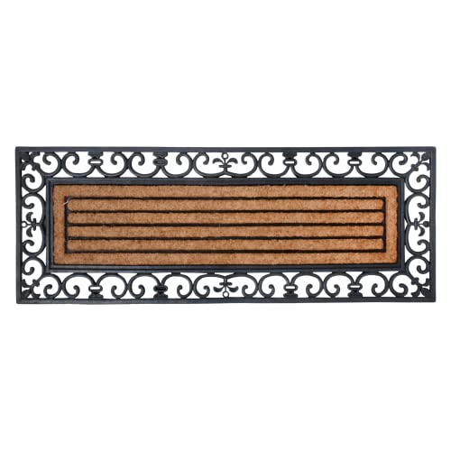 Esschert Design Schmutzfangmatte, Fußmatte in schwarz aus Gummi, mit Kokoseinlage, rechteckig, extra breit, ca. 120 cm x 45 cm