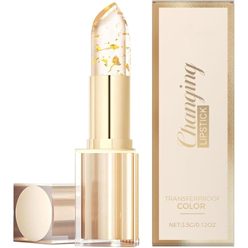 Image of Colour Changing Nourishing Lipstick, Transfer Proof Hydrating Glass Lip Balm, Moisturizing Lip Stick with Gold Foil, 24H Hydrating Lipstick Long Lasting, Temperature Lipsticks for Women, 1PCS