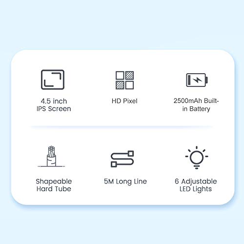 Loijon Tela colorida de 4.5 polegadas HD Endoscópio digital 5.5mm Única lente IP67 À prova d'água B