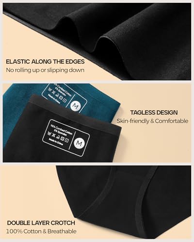 Image of Xibing Seamless Cotton Underwear for Women No Show Briefs High Waist 6-pack | No rolling up and down, tag-free and breathable, Full coverage soft comfort for everyday wear