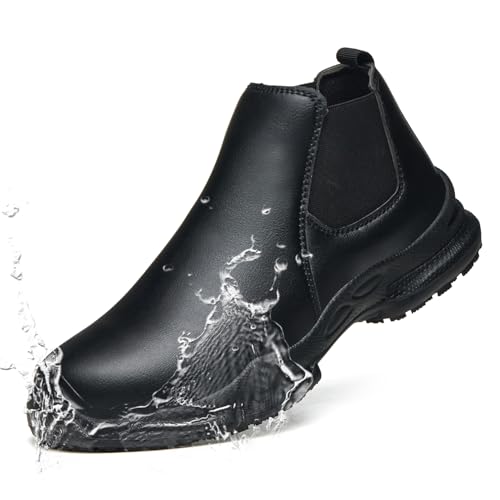 PJZHJ Non Slip Shoes for Men Oil-Proof and Waterproof Chef Shoes Comfortable Slip Resistant Work...
