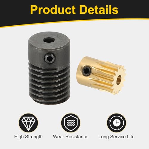 QUARKZMAN Worm Gear Set 15T 0.5 Modul 15:1 Übersetzungsverhältnis Rechtslauf Antriebsgetriebe Rad Reduziergetriebe Übertragungsteil (Messingrad 3mm Bohrung #45 Stahlstange 3mm Bohrung)
